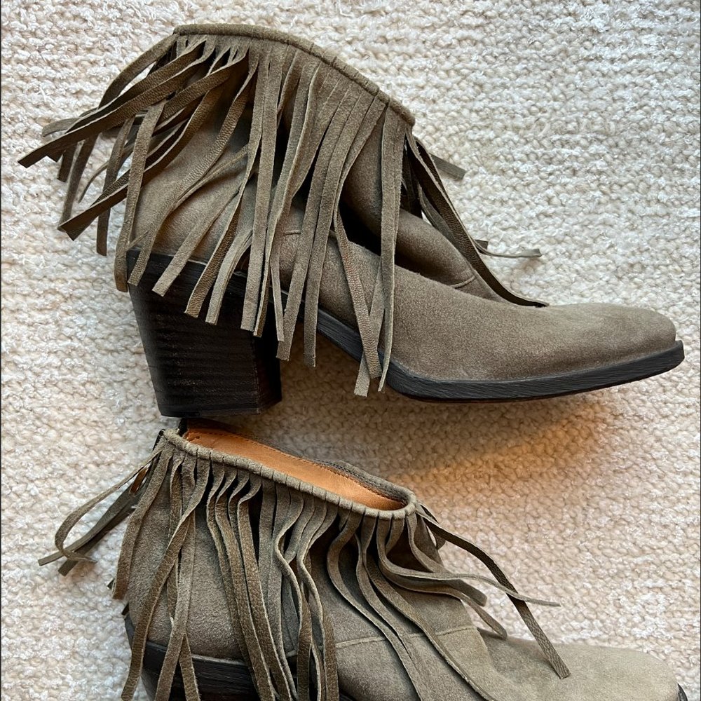 FIORENTINI + BAKER -  Iffa Fringed Suede and Leather Ankle Booties- Size EU 37